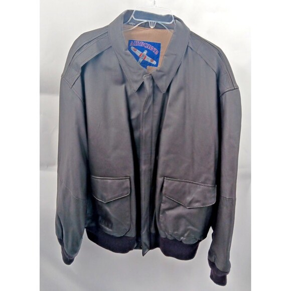 Airborne Leather Jacket Large Brown A2 Air Force Bomber Flight Aviator Pilot - Picture 1 of 5